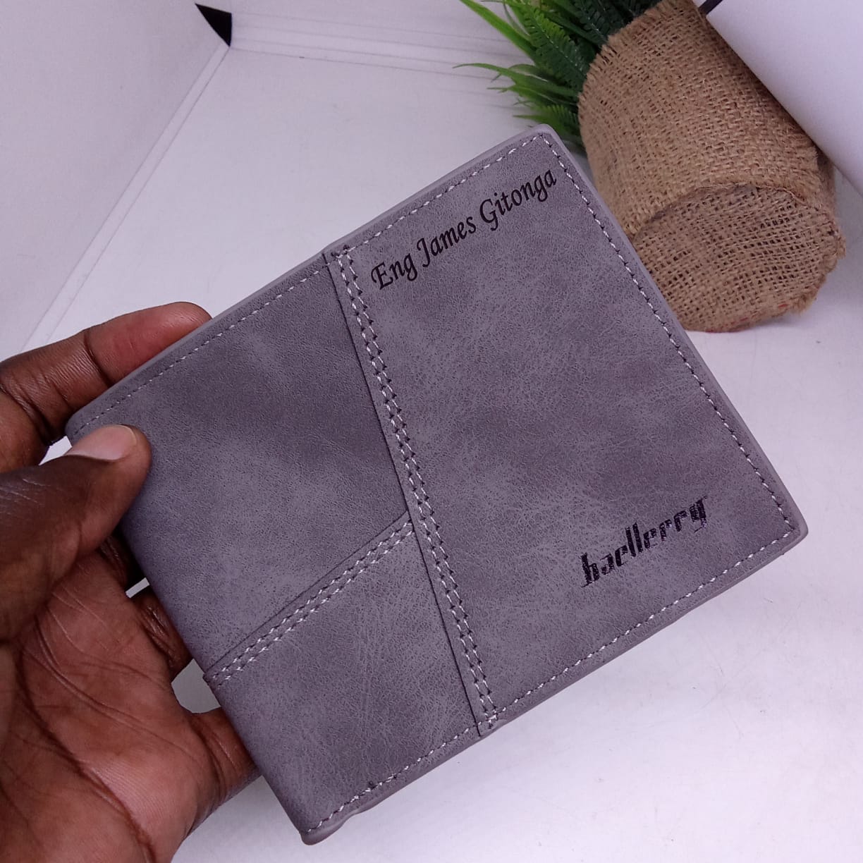 Engraved processed leather wallet Engraved processed leather wallet