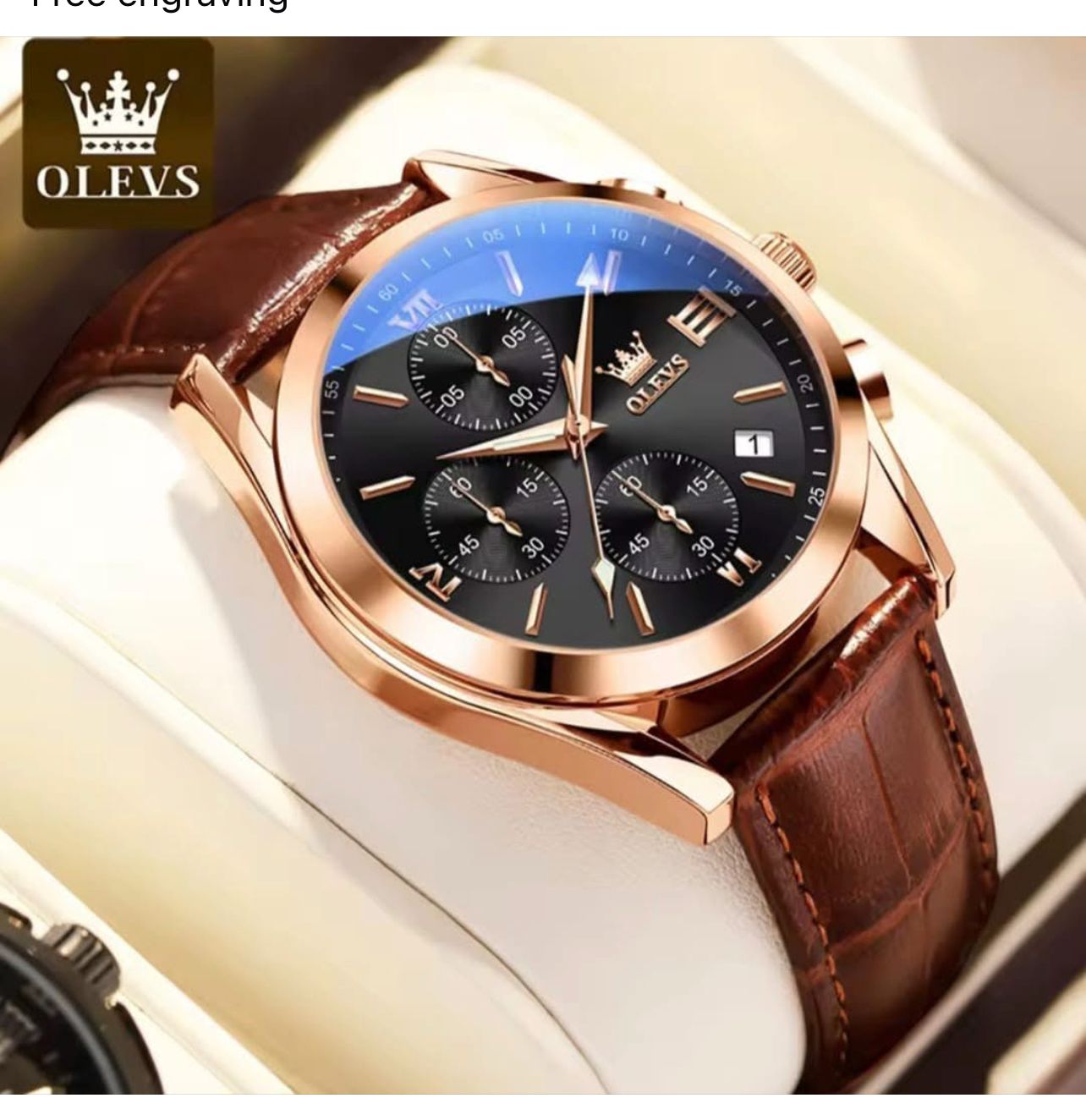 WhatsApp Image 2026-06-10 at 10.20.18 AM Olevs Chronograph Men's Watch – Leather Strap, Date & Luminous