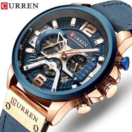 Curren  Luxury Leather Straps Men’s Water Resistant Chronograph Wristwatch