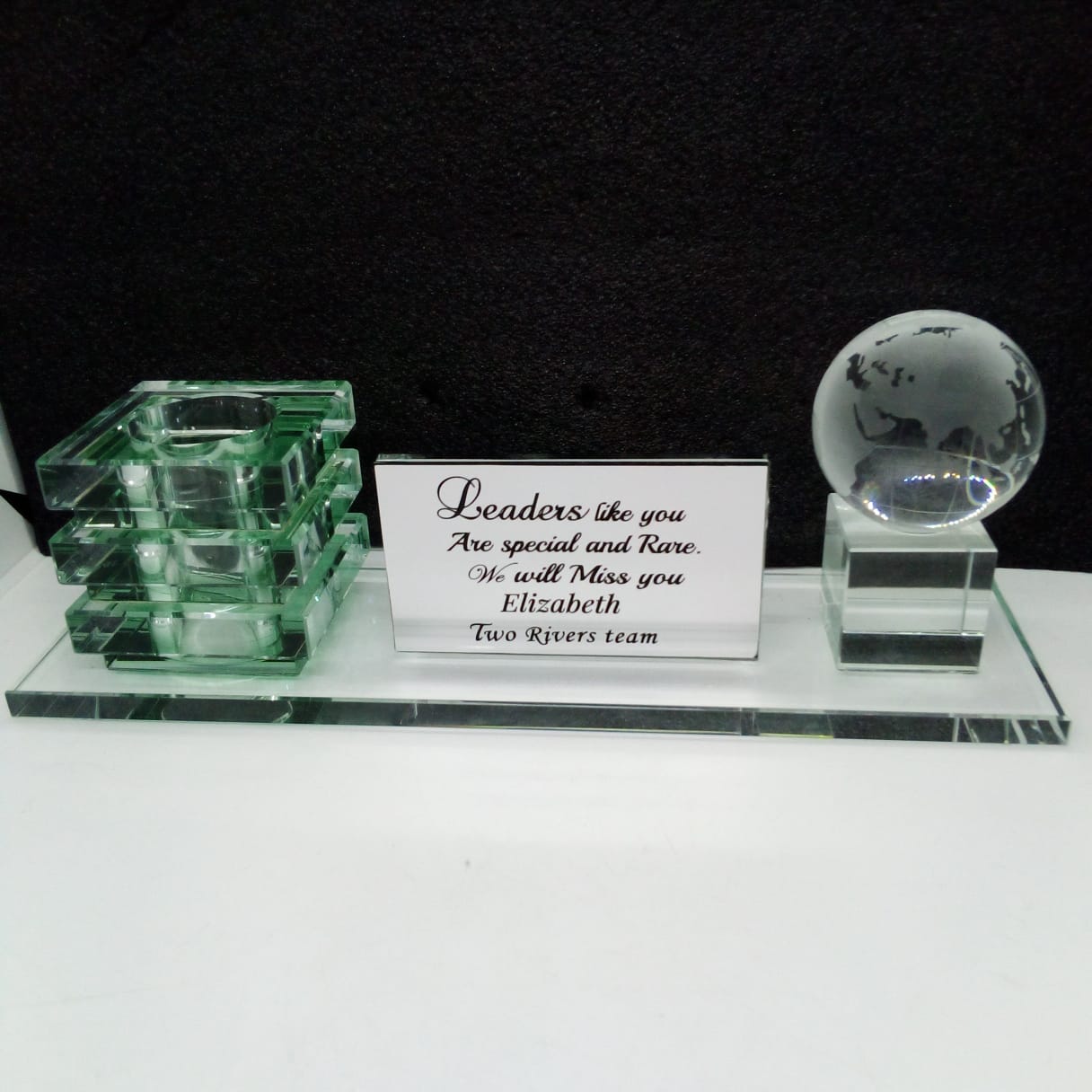Branded Glass Desk Organizer Branded Glass Desk Organizer