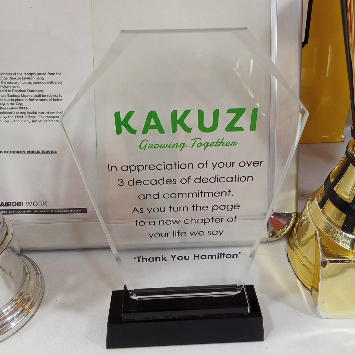 Branded corporate trophies with messag Branded corporate trophies with messag