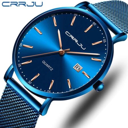 CRRJU Top Brand Luxury Stainless Steel Waterproof Unisex Wristwatch
