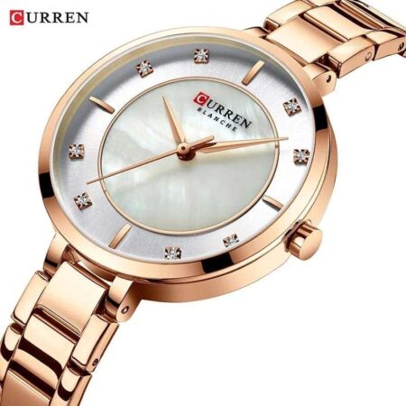 CURREN  Rose Gold Women Stainless Steel Band Wristwatch