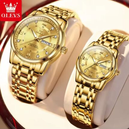 Couple Watches Stainless Steel Auto Date Japanese Movement Water Resistant