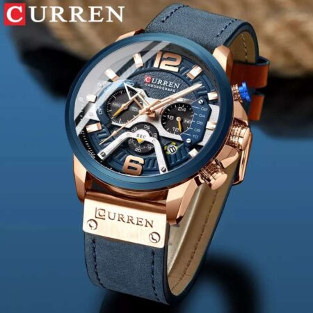 Curren Leather Men’s Sports Military Chronograph Watch