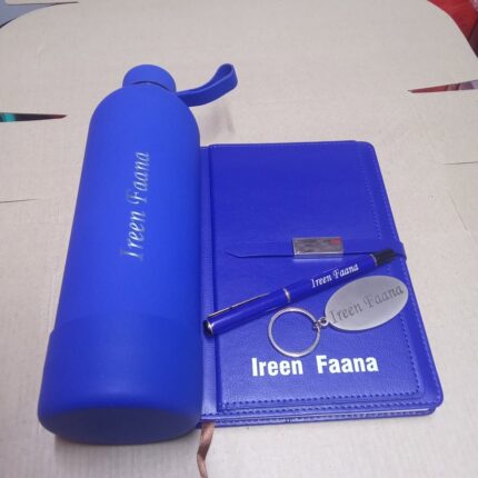Customisedbrandedengraved notebook, pen flask