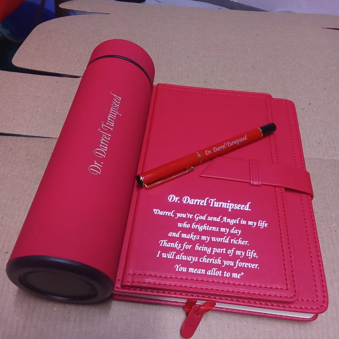Customisedbrandedengraved notebook, pen flask Customisedbrandedengraved notebook, pen flask