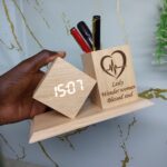 Engraved Wooden Desk Organizer
