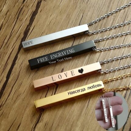 Engraved Chain Necklace – Personalized Name & Message Necklace Gift