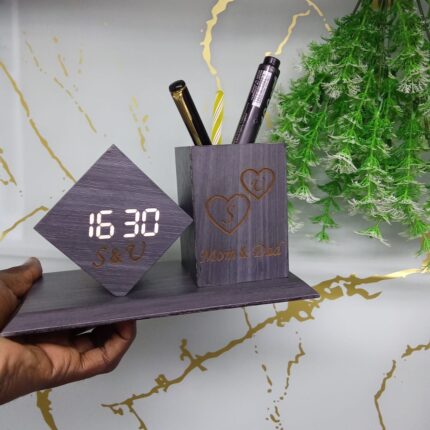 Engraved wooden desk organizer at 3000 Free engraving