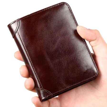 Engravable Classic Style Genuine Leather Men Wallet-Coffee Brown