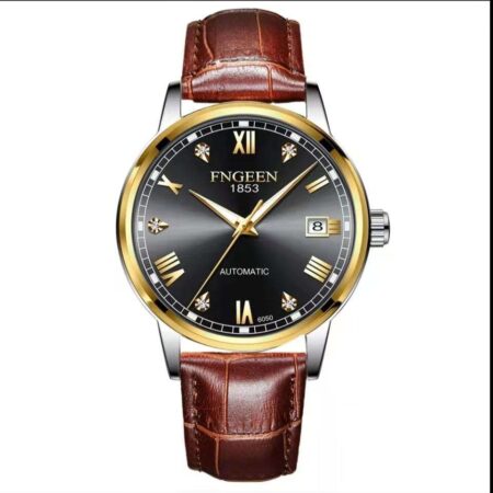 FNGEEN Mechanical Luminous  Leather Auto Date Men Wristwatch