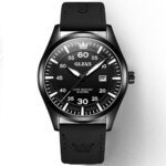 OLEVS Men Leather Watch – Luxury Quartz Leather Strap Wrist Watch for Men
