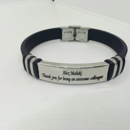 Personalized Rubber Wristband with Metal Tag