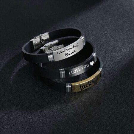 Customized Stainless Steel Bar Silicon Rubber Bracelets