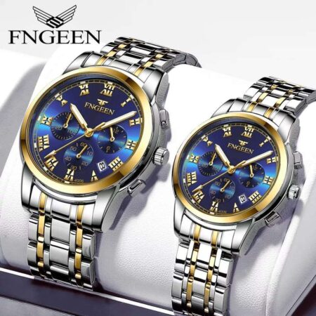Lovers Quartz Couple Wrist Watch Stainless Steel Analog Waterproof