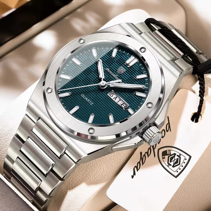 WhatsApp Image 2026-06-10 at 10.20.19 AM Poedagar Men's Watch – Stainless Steel, Day & Date Display