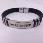 Engraved Rubber Bracelet with Metallic Plate Custom Name Silicone Wristband - Image 7