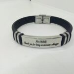 Engraved Rubber Bracelet with Metallic Plate Custom Name Silicone Wristband - Image 3