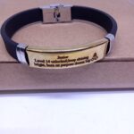 Engraved Rubber Bracelet with Metallic Plate Custom Name Silicone Wristband - Image 2