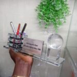 Glass Office Desk Pen & Business Card Holder Elegant Executive Desk Organizer - Image 4