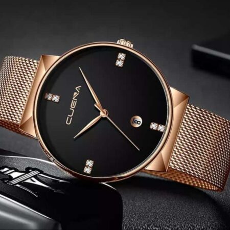 CUENA Simple Dial  Quartz Mesh Band Wrist Watch