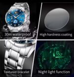 OLEVS Luxury Blue Moonphase Men's Watch – Stainless Steel Waterproof Quartz Wristwatch - Image 2