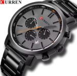 Curren Black Chronograph Men's Watch – Stainless Steel Quartz Wristwatch