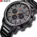 Curren Black Chronograph Men's Watch – Stainless Steel Quartz Wristwatch