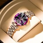 Poedagar Luxury Crystal Women's Watch – Rose Gold Quartz Fashion Wristwatch - Image 2