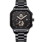 POEDAGAR Men's Luxury Black Stainless Steel Quartz Watch - Image 2