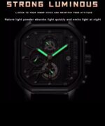 POEDAGAR Men's Luxury Black Stainless Steel Quartz Watch - Image 3