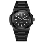 OLEVS Black Quartz Watch Waterproof Luminous Stainless Steel Wristwatch - Image 5