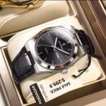 Poedagar Men's Quartz Watch with Day Date Display Poedagar Men's Watch – Luxury Leather Strap Business Watch - Image 4