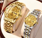 Poedagar Luxury Couple Watch Set | Poedagar Couple Watch Set Gold & Silver Stainless Steel Quartz Watches - Image 4