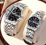 Poedagar Luxury Couple Watch Set | Poedagar Couple Watch Set Gold & Silver Stainless Steel Quartz Watches - Image 2