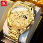 OLEVS Gold Chronograph Men's Watch – Luxury Stainless Steel Quartz Wristwatch - Image 2