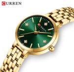 Curren Women's Green Quartz Watch – Luxury Gold Stainless Steel Watch