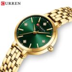 Curren Women's Green Quartz Watch – Luxury Gold Stainless Steel Watch