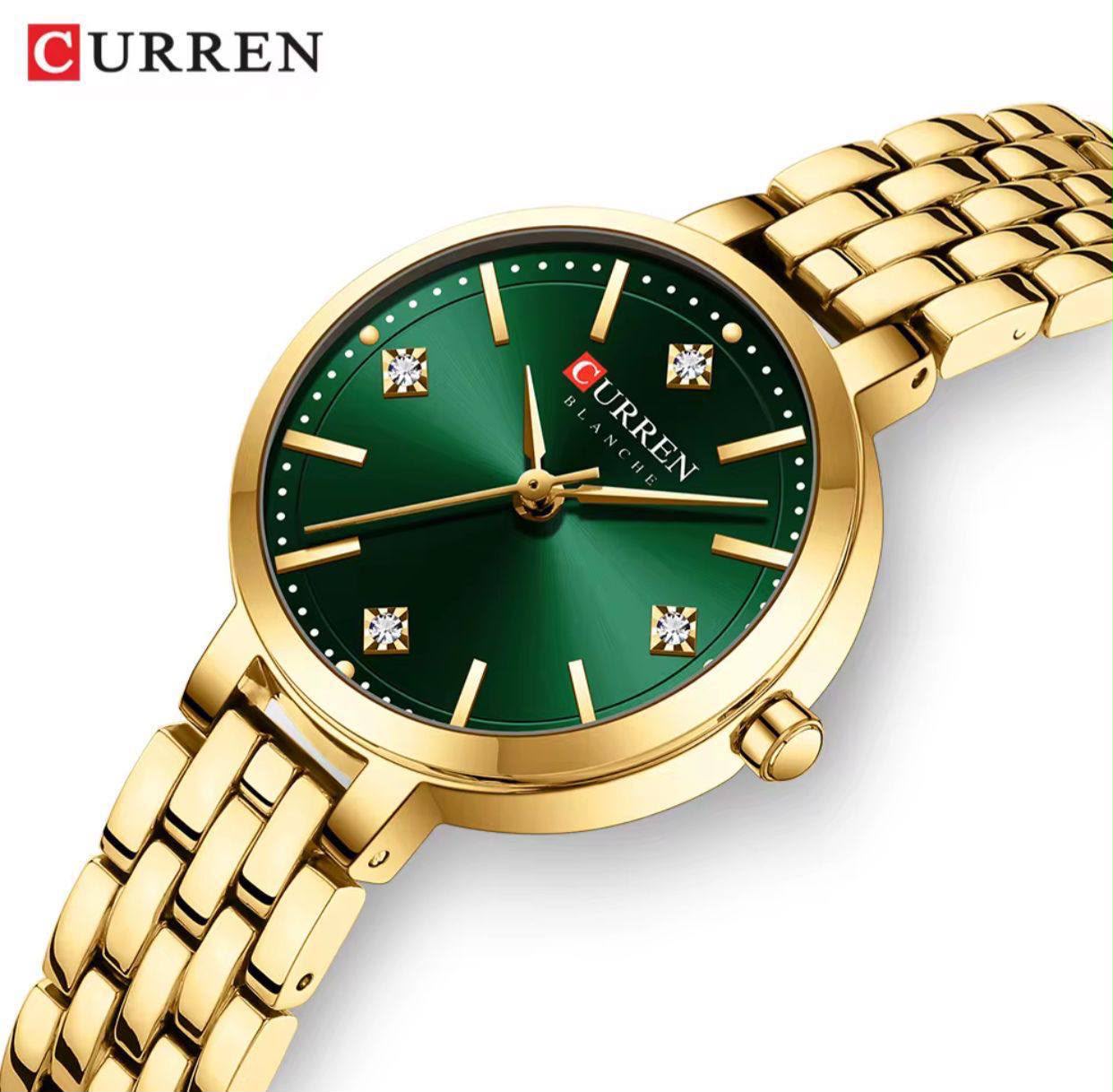 WhatsApp Image 2026-07-18 at 13.27.38 Curren Women's Green Quartz Watch – Luxury Gold Stainless Steel Watch - Image 1