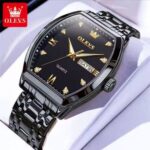 OLEVS black Men's Quartz Watch – Luxury Stainless Steel Waterproof Watch