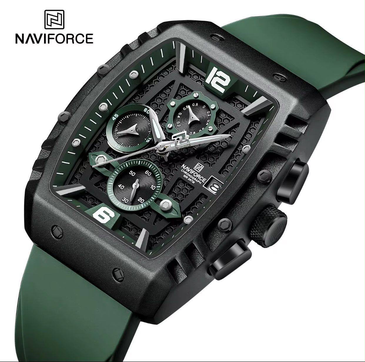 WhatsApp Image 2026-07-21 at 08.09.00 Naviforce Green Silicone Men's Watch – Stylish Waterproof Chronograph Watch - Image 1