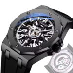 Elegant Automatic Skeleton Men's Watch – Luxury Mechanical Black Silicone Strap Watch