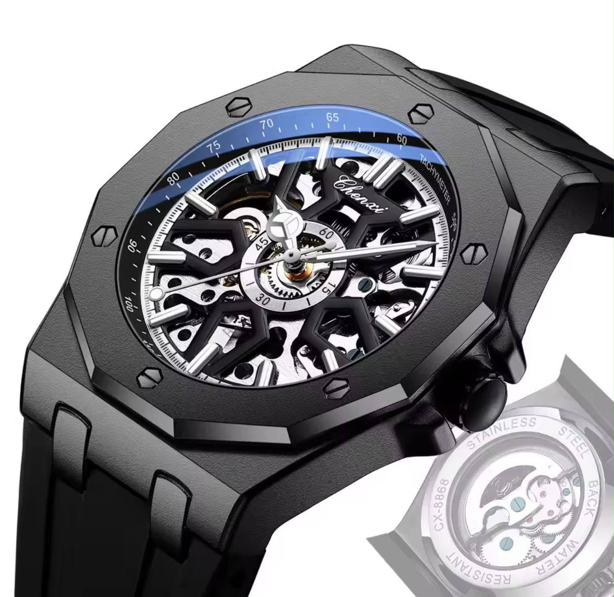 WhatsApp Image 2026-07-22 at 08.15.18 Elegant Automatic Skeleton Men's Watch – Luxury Mechanical Black Silicone Strap Watch - Image 1