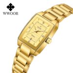 WWOOR Women's Rectangular Quartz Watch | Luxury Stainless Steel Wristwatch