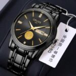 Oruss Black Stainless Steel Men's Analog Quartz Watch with Day & Date Display