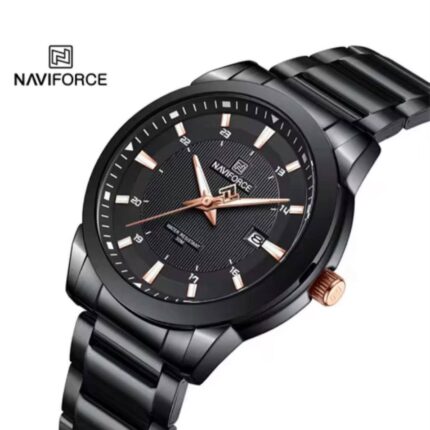Naviforce Black Men's Watch – Stylish Quartz Analog Wristwatch