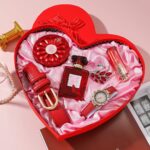 Luxury Women's Red Gift Set – Watch, Perfume, Belt, Brooch, Lipstick & Cosmetic Case