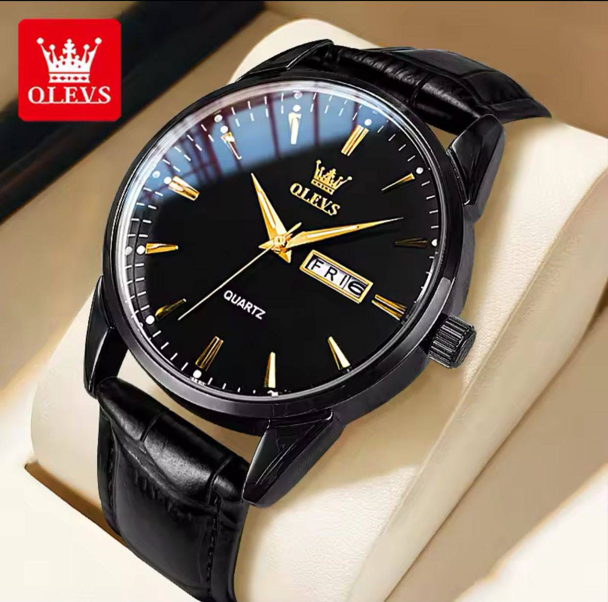 WhatsApp Image 2026-07-28 at 13.05.52 OLEVS Men's Quartz Leather Strap Watch – Day & Date Analog Dress Watch - Image 1