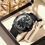 Poedagar Men's Leather Strap Watch – Luxury Quartz Analog Wristwatch - Image 3
